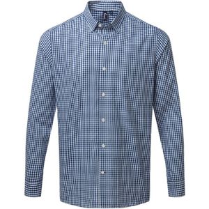 Premier Heren Maxton Check Shirt Met Lange Mouwen (Marine / Wit) - Maat M