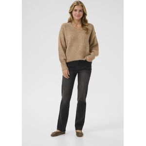 Kaffe - Trina - Trui - Lichtbruin - V-hals - Losse Pasvorm