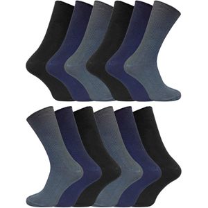 12 paar herensokken van 100% katoen, diabetesvriendelijk - TSFD02