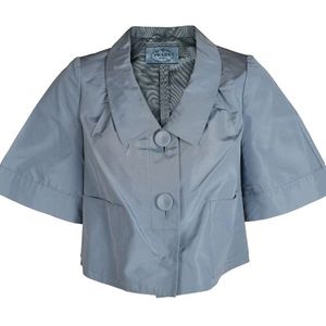 Prada - Topje - Blauw - Halflange Mouwen - Knoopsluiting