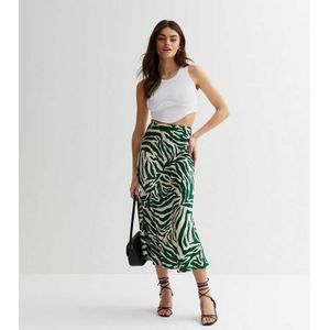 Satijnen midi-rok met dierenprint, bias-cut