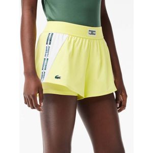 Women's Lacoste Recycled Fabric Lined Tennis Shorts in Yellow