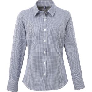 Premier Dames/Dames Gingham Shirt Met Lange Mouwen (Marine / Wit)