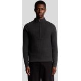 Lyle & Scott Lamswol Mix Geribbelde 1/4 Rits Trui - Blauw