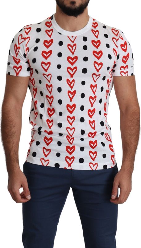 Dolce & Gabbana - Heren Top - Veelkleurig - Witte Hartprint T-shirt