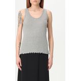Fendi - Geribbelde Tanktop - Grijs - Katoen - Mouwloos met Geschulpte Zoom