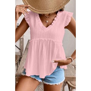 Ruffle Trim V-hals Top