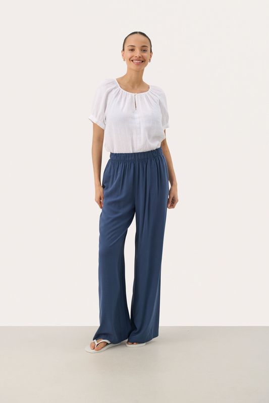 Part Two - Alfies - Broek - Duifblauw - Wide Leg - Mid Waist
