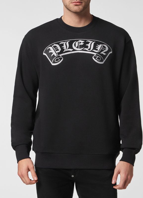 Philipp Plein - Sweatshirt LS Stones Gothic Plein - Wit - Unisex - Katoen