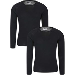Mountain Warehouse Heren Merino Wol Base Layer Top (Set van 2) (Zwart)