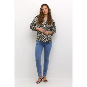 Blouse met lange mouwen Regular fit Black/Feather Gray Animal animal