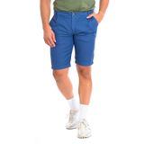 Korte Broek - Blauw - Linnen en Katoen - Met Zakken en Riemlussen