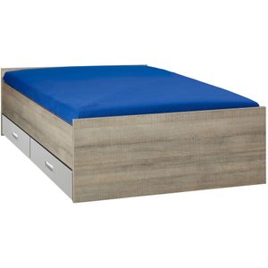 Bed met opbergruimte | 160x200 | Donker Grijs Hout | Inclusief aluminium lades | 2 stuks 83cm diep