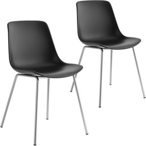 Kunststofstoelen Mave, ergonomisch, 120 kg - zwart/chroom, Set van 2