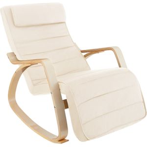 tectake® Schommelstoel - Beige - Relaxstoel - Gelaagd Hout - Staal