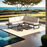 Tectake Tuin-loungeset Eliar - 4-delig - Aluminium Frame - Zwart