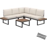 Tectake Tuin-loungeset Eliar - 4-delig - Aluminium Frame - Zwart