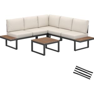 Tectake Tuin-loungeset Eliar - 4-delig - Aluminium Frame - Zwart