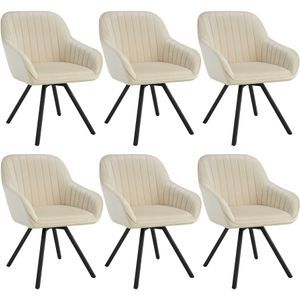 Draaibare fluwelen stoel Snug, gestoffeerd - crème, Set van 6
