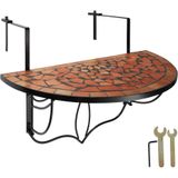 Balkontafel om op te hangen met mozaïekpatroon inklapbaar 75x65x62cm - terracotta