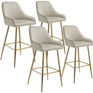 Barkruk Avane met rugleuning, gestoffeerd, fluweeloptiek - Set van 4