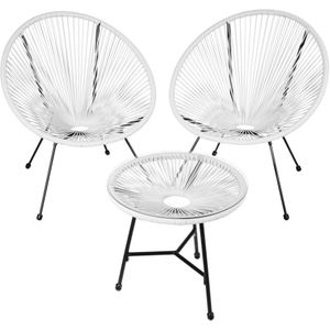 Set van 2 stoelen Santana met tafel - wit