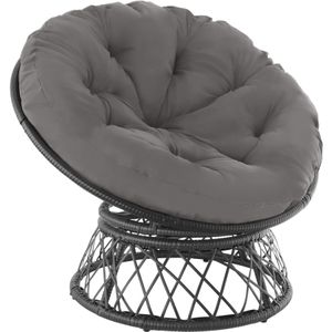 Wicker - Gargano - Draaibare Fauteuil - Zwart - Wicker - Gepoeerdercoat Staal