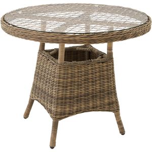 tectake® - Tuintafel natuur met aluminium frame, verwijderbaar veiligheidsglaspaneel, 91 x 73,5 cm