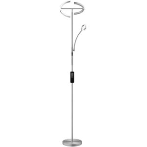 Vloerlamp Auralis LED 20W, leeslamp, dimbaar - Mat nikkel