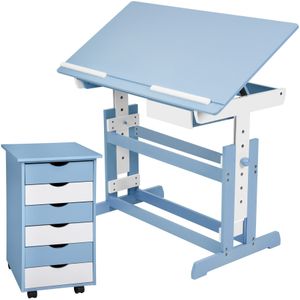 Tectake - 401241 - Bureau - Blauw - Inclusief Ladekast - Verstelbaar