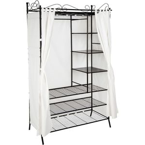 Tectake - Garderobekast - Zwart - Metalen - 112x207x57cm