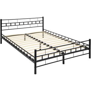Metalen bed met lattenbodem in modern ontwerp - 200 x 140 cm, zwart