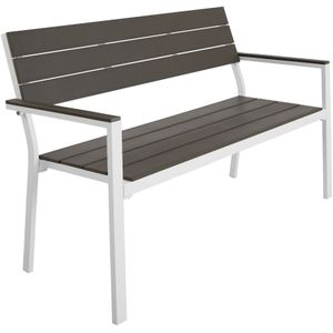 Tuinbank Line 2-zitter met aluminium frame 128x59x88cm - lichtgrijs/wit
