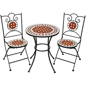 Mozaïek Tuinmeubelen 2 stoelen + tafel Ø 60 cm - bruin