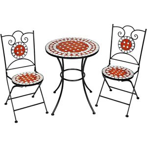 Mozaïek tuinset met 2 stoelen en tafel - bruin