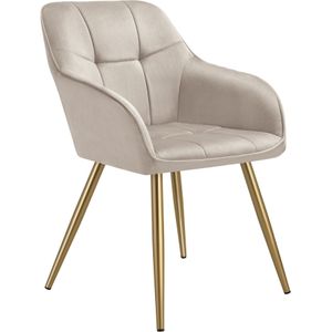 Eetkamerstoel Marilyn, fluweellook, gecapitonneerd - taupe/goud, per stuk