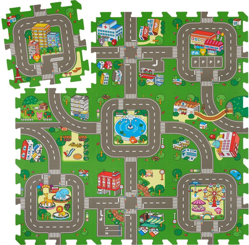 Tectake - MyCity - Puzzelmat - Kleurrijk - 9-delig - Antislip