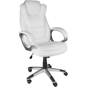 tectake® - Luxe Directiestoel - Draaistoel - Wit - Kunstleer - Ergonomisch