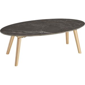 Ovale salontafel Acerra, marmerlook 100x50x34,5 cm - natuur