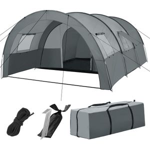 Tunneltent Roskilde voor 6 personen - lichtgrijs/donkergrijs