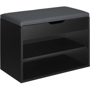 Schoenenkast Jasmina met zitkussen 60x30x43,5cm - zwart