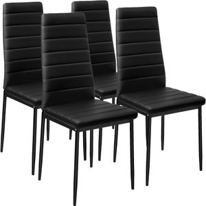 Eetkamerstoelen, kunstleer - zwart, Set van 4