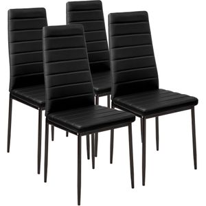 Eetkamerstoelen, kunstleer - zwart, Set van 4