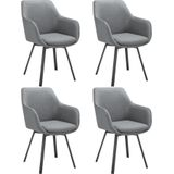 tectake® Alicon - Draaibare Eetkamerstoel - Antraciet - Gestoffeerd - Set van 4