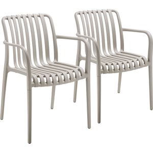 Tuinstoelen Alcudia, weerbestendig, stapelbaar - taupe, Set van 2