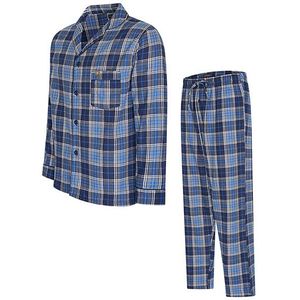 Heerlijk warme flanellen herenpyjama - Blauw - S