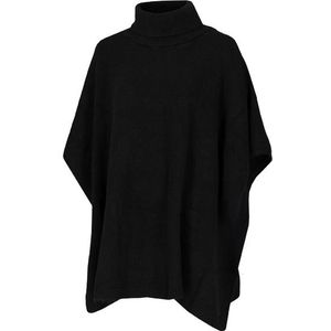 Damesponcho - Zwart - Gebreid - Met Rolkraag