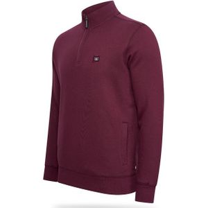 Cappuccino fleece trui met korte rits - Bordeaux - S