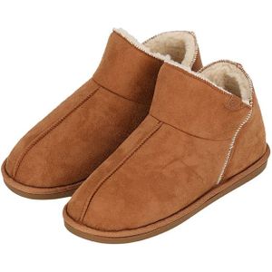 Heerlijk warme hoge pantoffels voor dames en heren - Heren cognac - 45/46