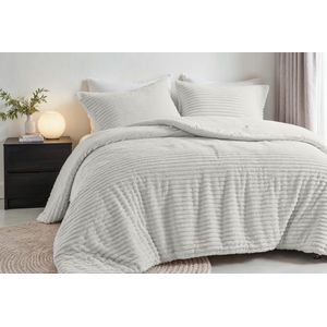 Zydante - Dekbedovertrek Teddy Rib - Foggy Dew - 200x220 cm - met 2 Kussenslopen